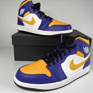 Nike Air Jordan 1 Mid Lakers Purple University Gold Retro DQ8426-517 Mens New